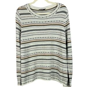 Olsen Fair Isle Intarsia Crew Neck Long Sleeve Large Knit Sweater